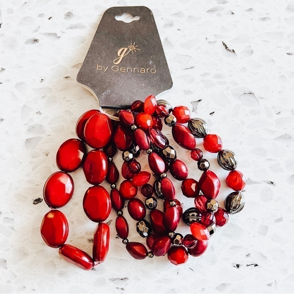 G by Gennaro Women's Maroon Beaded Stone Bracelets - Set of 5 NEW